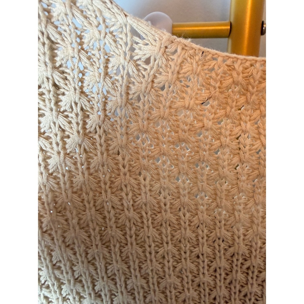 Unbranded Crochet Cardigan Womens M Cream Excellent Star Stitch 3/4 Sleeve Boho - Picture 4 of 6